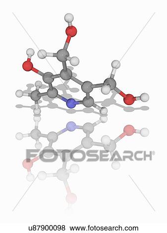 Vitamin B6 (pyridoxine) organic compound molecule View Large Photo Image Stock Photo - Vitamin B6 (pyridoxine) organic compound molecule. Fotosearch