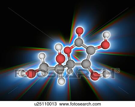 Stock Image - Vitamin C (ascorbic acid) molecule. Fotosearch