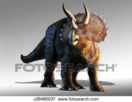 Stock Photo - Artwork of a triceratops. Fotosearch