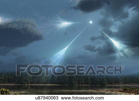 Stock Image - Artwork of Cosmic Rays. Fotosearch