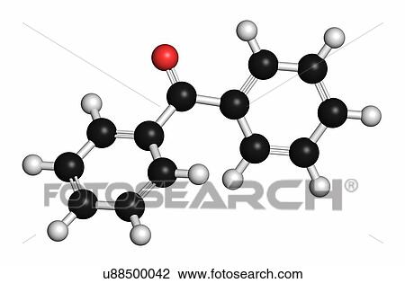 Stock Image - Benzophenone molecule, illustration. Fotosearch