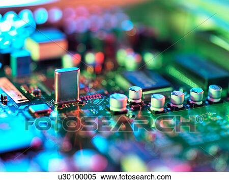 Stock Photography - Close up of hi-tech electronic circuit board. Fotosearch