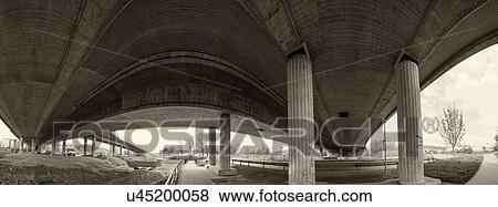 Stock Photo - Concrete flyover, low angle view. Fotosearch