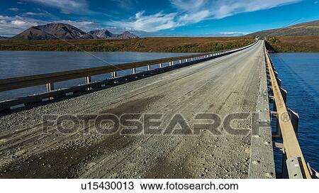 Stock Image - Denali Highway, Route 8, bridge crosses Susitna River, Alaska, . Fotosearch
