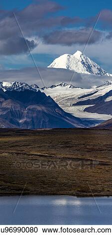Stock Image - Denali Highway, Route 8, offers views of Mt. Deborah, Mnt. Hess Mountain, & Mt. Hayes Alaska, Alaska. Fotosearch