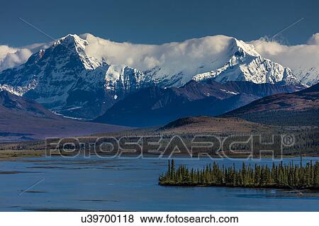 Stock Photo - Denali Highway, Route 8, offers views of Mt. Deborah, Mnt. Hess Mountain, & Mt. Hayes Alaska, Alaska. Fotosearch