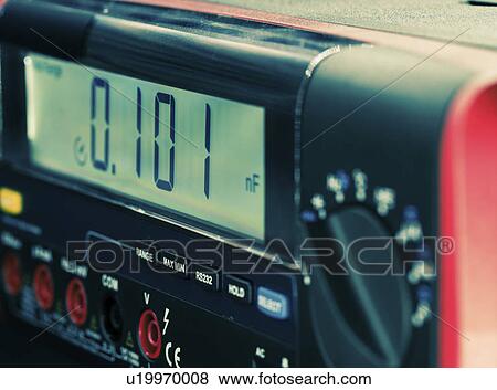 Stock Photo - Digital display on an electronic measuring instrument. Fotosearch
