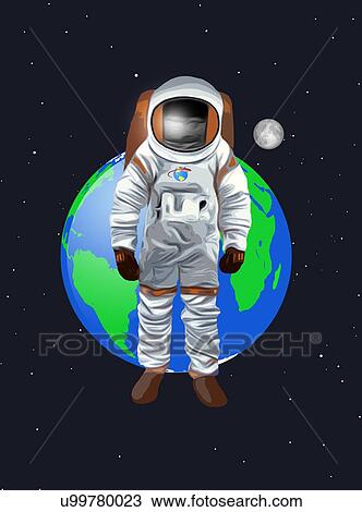 Stock Image - Drawing of astronaut. Fotosearch