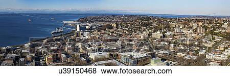 Elliott Bay and the port of Seattle, USA View Large Photo Image Stock Photo - Elliott Bay and the port of Seattle, USA. Fotosearch