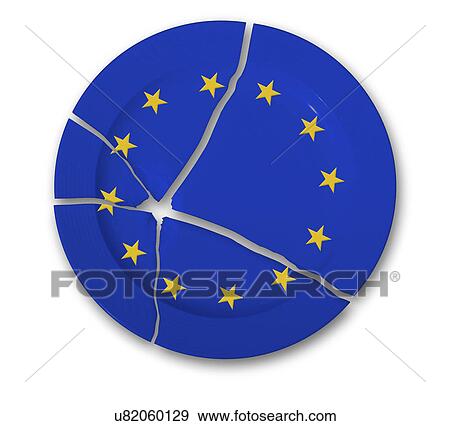 Stock Photo - European union symbol on a broken plate. Fotosearch