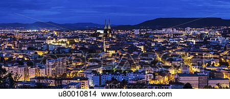 France, Auvergne-Rhone-Alpes, Clermont-Ferrand, Cityscape at dusk View Large Photo Image Picture - France, Auvergne-Rhone-Alpes, Clermont-Ferrand, Cityscape at dusk. Fotosearch
