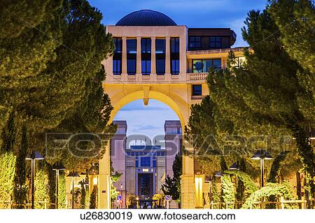 Stock Photo - France, Occitanie, Montpellier, Modern architecture of Quartier Antigone. Fotosearch