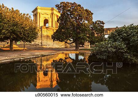 Stock Photography - France, Occitanie, Montpellier, Pavillon du Peyrou at sunset. Fotosearch