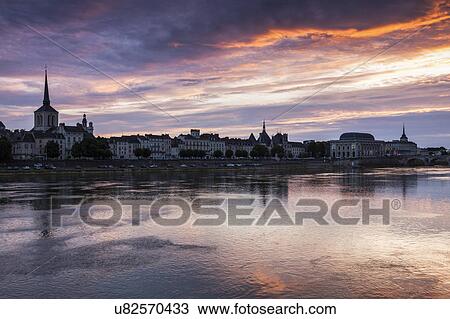 France, Pays de la Loire, Saumur, City waterfront at sunset View Large Photo Image Stock Image - France, Pays de la Loire, Saumur, City waterfront at sunset. Fotosearch