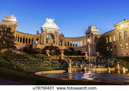 France, Provence-Alpes-Cote d'Azur, Marseille, Palais Longchamp Monument with adjoining fountain View Large Photo Image Stock Image - France, Provence-Alpes-Cote d'Azur, Marseille, Palais Longchamp Monument with adjoining fountain. Fotosearch