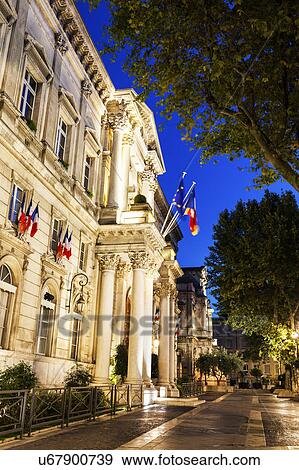 France, Provence-Alpes-Cote d'Azur, Avignon, Street at night View Large Photo Image Stock Photo - France, Provence-Alpes-Cote d'Azur, Avignon, Street at night. Fotosearch