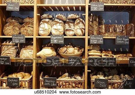 Fresh bread on shelves in bakery, Berlin, Germany View Large Photo Image Picture - Fresh bread on shelves in bakery, Berlin, Germany. Fotosearch