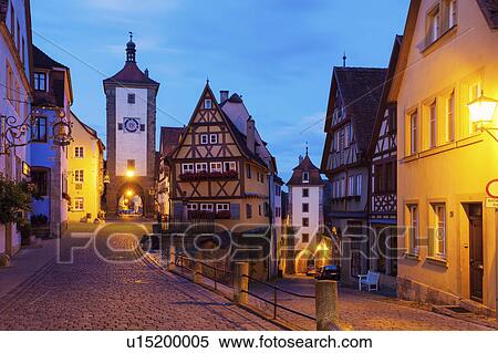 Germany, Bavaria, Rothenburg, Traditional houses in old town View Large Photo Image Stock Photography - Germany, Bavaria, Rothenburg, Traditional houses in old town. Fotosearch