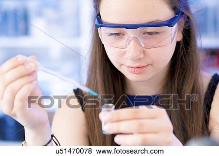 Stock Photo - Girl using pipette. Fotosearch