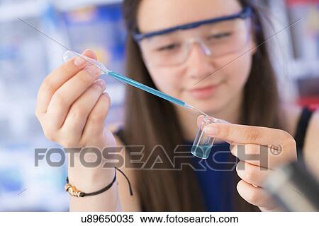 Stock Photography - Girl using pipette. Fotosearch