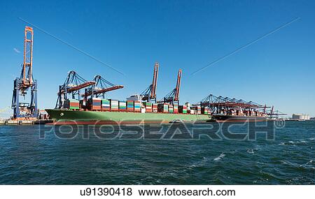 Large container ships moored at Maasvlakte, Rotterdam harbour, Netherlands View Large Photo Image Stock Photo - Large container ships moored at Maasvlakte, Rotterdam harbour, Netherlands. Fotosearch