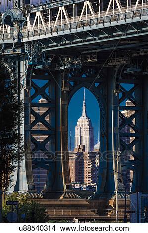 Picture - Manhattan Bridge frames Empire State Building, NY NY. Fotosearch