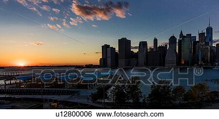 Manhattan Skyline, NY, NY at Sunset View Large Photo Image Stock Photograph - Manhattan Skyline, NY, NY at Sunset. Fotosearch