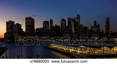 Stock Photography - Manhattan Skyline, NY, NY at Sunset. Fotosearch