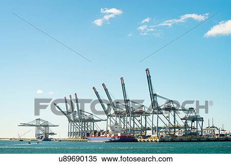 Stock Photography - Modern container terminals at Tweede Maasvlakte, Rotterdam harbour, Netherlands. Fotosearch