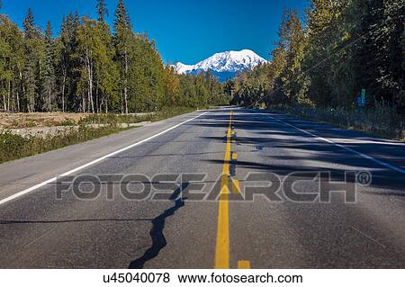 Stock Photo - Mount Denali from George Parks Highway, Route 3, Alaska. Fotosearch