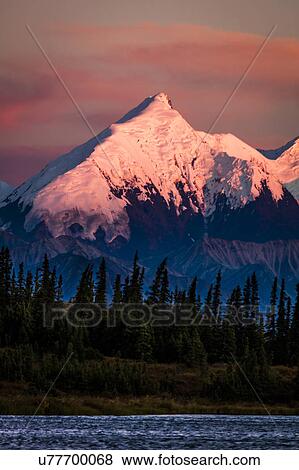 Stock Photo - Mount Denali, previously known as McKinley from Wonder Lake, Denali National Park, Alaska. Fotosearch