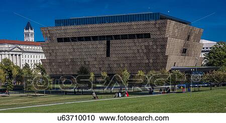 Stock Image - National Museum of African American History and Culture, Washington DC, near the Washington Monument. Fotosearch