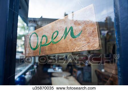 Open sign in window of cafe View Large Photo Image Stock Photography - Open sign in window of cafe. Fotosearch
