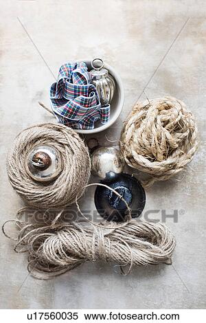Overhead view of Christmas baubles with string View Large Photo Image Stock Photography - Overhead view of Christmas baubles with string. Fotosearch