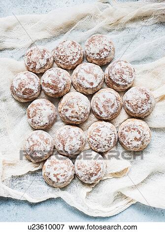Overhead view of fresh scones on muslin View Large Photo Image Stock Photo - Overhead view of fresh scones on muslin. Fotosearch