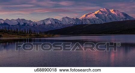 Panoramic view of Mount Denali, previously known as McKinley from Wonder Lake, Denali National Park, Alaska View Large Photo Image Stock Photo - Panoramic view of Mount Denali, previously known as McKinley from Wonder Lake, Denali National Park, Alaska. Fotosearch