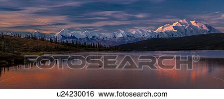 Panoramic view of Mount Denali, previously known as McKinley from Wonder Lake, Denali National Park, Alaska View Large Photo Image Stock Photograph - Panoramic view of Mount Denali, previously known as McKinley from Wonder Lake, Denali National Park, Alaska. Fotosearch