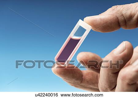 Person holding a cuvette containing a sample View Large Photo Image Stock Photograph - Person holding a cuvette containing a sample. Fotosearch