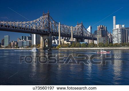 Stock Photo - Queens Bridge to Roosevelt Island, New York, NY. Fotosearch