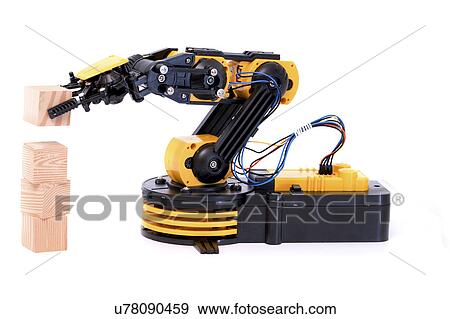 Robotic arm with wooden blocks View Large Photo Image Stock Photo - Robotic arm with wooden blocks. Fotosearch