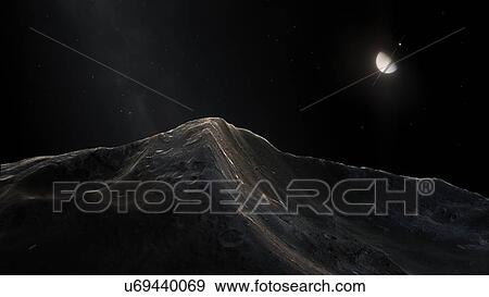 Stock Photo - Saturn from Iapetus. Fotosearch