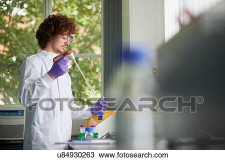 Scientist in laboratory using electronic pipette View Large Photo Image Stock Image - Scientist in laboratory using electronic pipette. Fotosearch