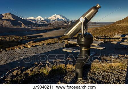 Telescope and Mount Denali in distance, Denali National Park, Alaska View Large Photo Image Stock Image - Telescope and Mount Denali in distance, Denali National Park, Alaska. Fotosearch