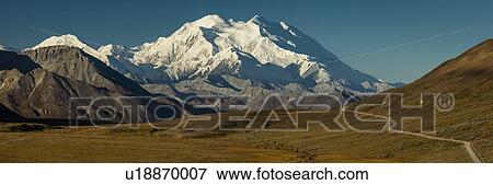 Stock Photo - The road up to Polychome Pass, Denali National Park, Alaska. Fotosearch