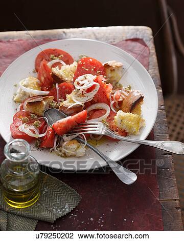 Stock Image - Tomato and bread salad. Fotosearch