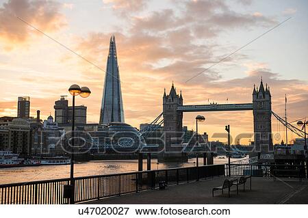 Stock Photo - Tower Bridge, The Shard and City Hall, Wapping, London, UK. Fotosearch