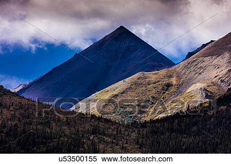 Stock Photography - Triangular Pyramid Mountain, Denali National Park, Alaska. Fotosearch