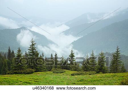 Stock Photo - Ukraine, Zakarpattia, Rakhiv district, Carpathians, Maramures, Mountain landscape. Fotosearch