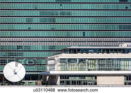 Stock Photo - United Nations Building - closeup of windows, New York, NY. Fotosearch