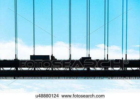 Picture - USA, New York, Brooklyn, Traffic on city bridge. Fotosearch